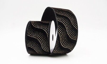 Zwart lint met glitter, golf- en stippenpatroon_KW0474GC-53-53